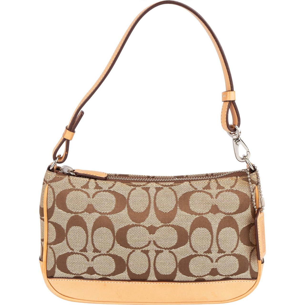Coach Coach Signature Monogram Pochette Handbag Bruin