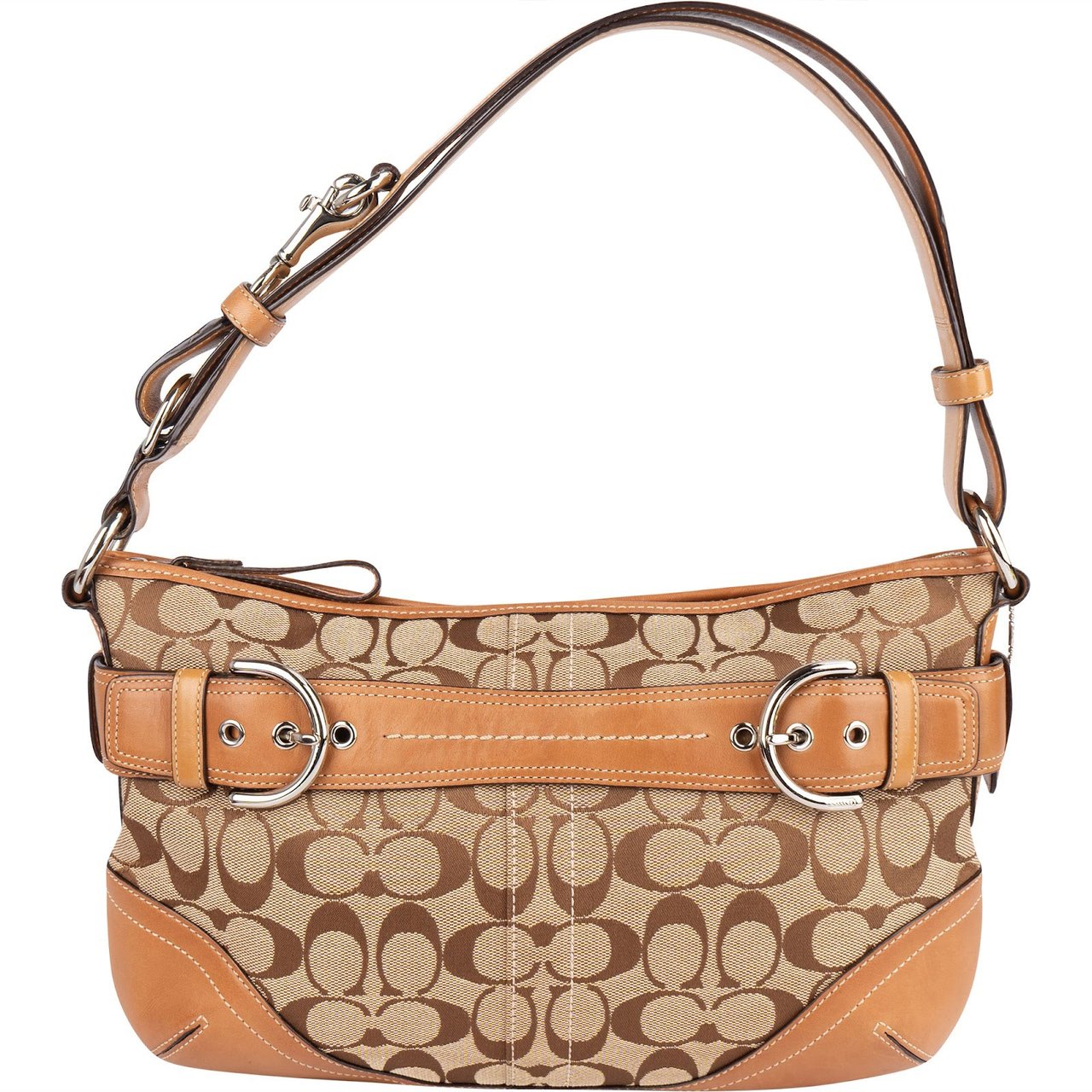 Coach Coach Monogram Signature Canvas Soho Buckle Shoulder Bag Bruin