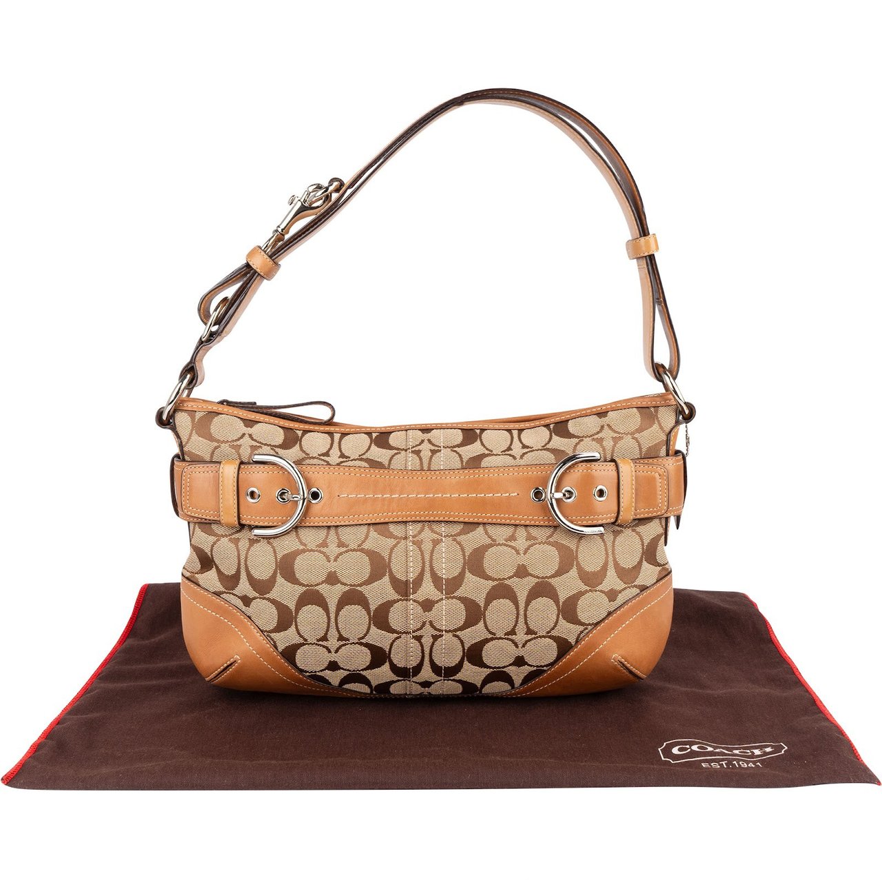 Coach Coach Monogram Signature Canvas Soho Buckle Shoulder Bag Bruin