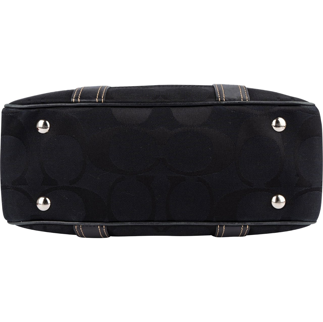 Coach Black Monogram Signature Gallery Tote Shoulder Bag Zwart