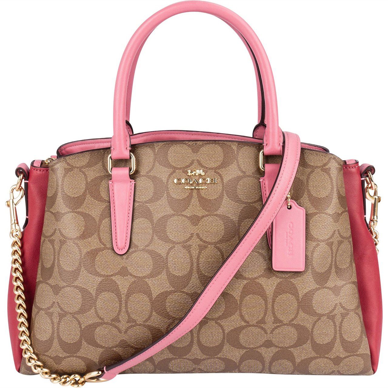 Coach Coach Monogram Signature Lillie Sage Carryall Handbag Bruin