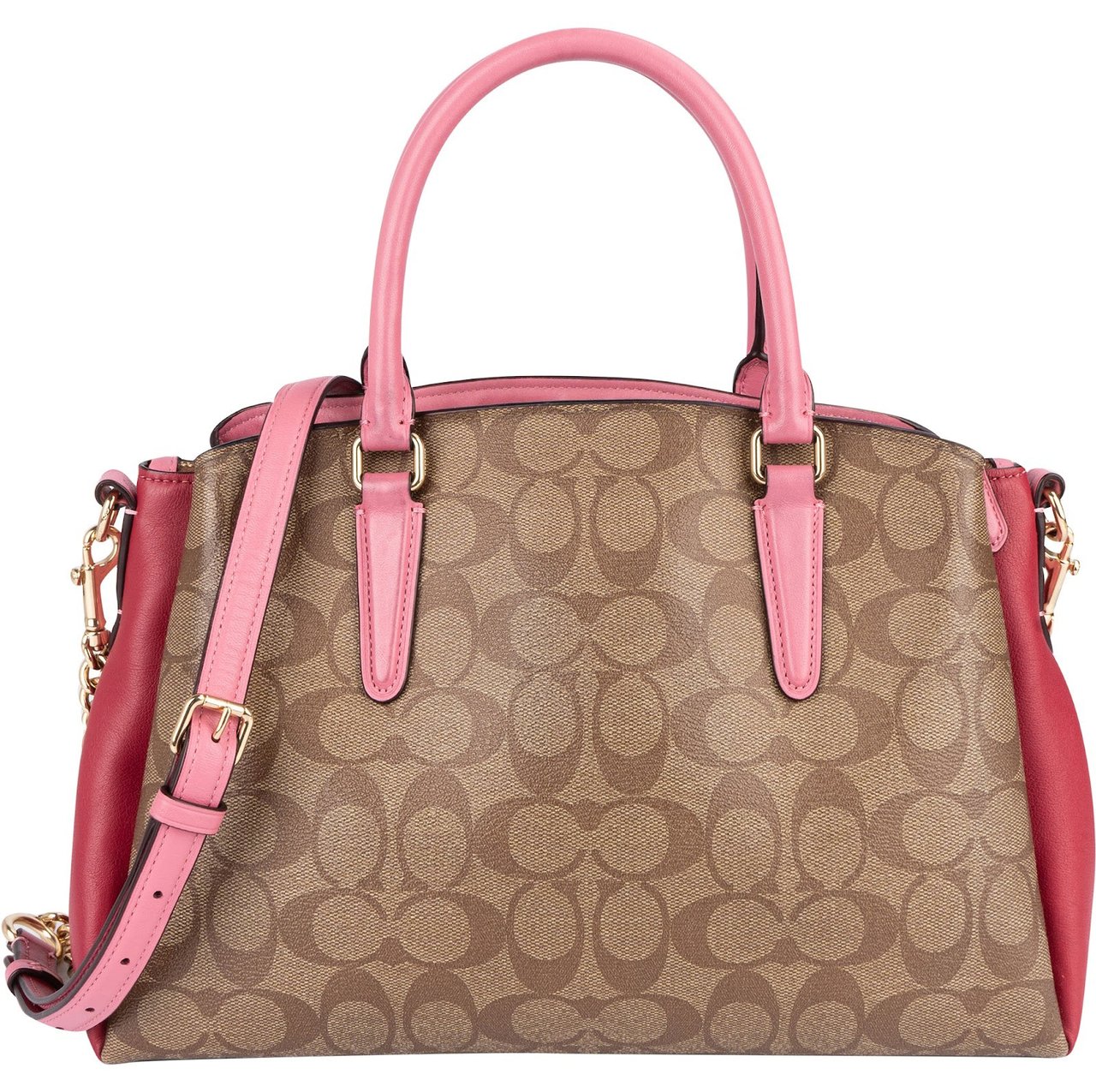 Coach Coach Monogram Signature Lillie Sage Carryall Handbag Bruin