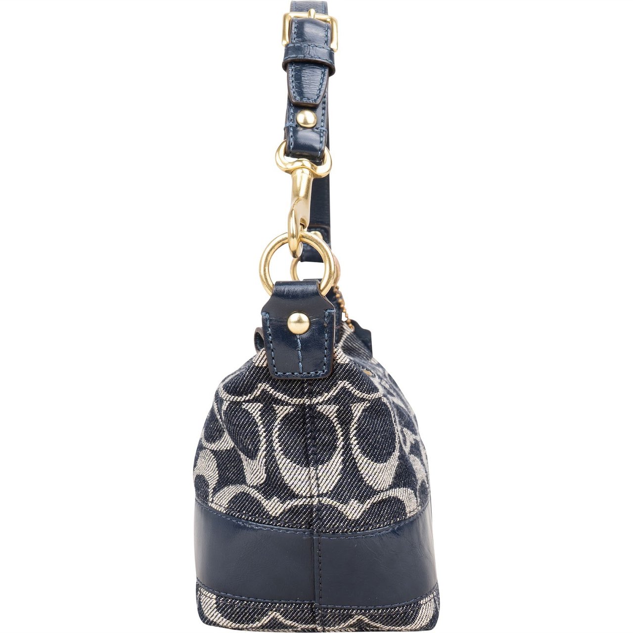 Coach Coach Blue Monogram Signature Denim Demi Mini Handbag Blauw