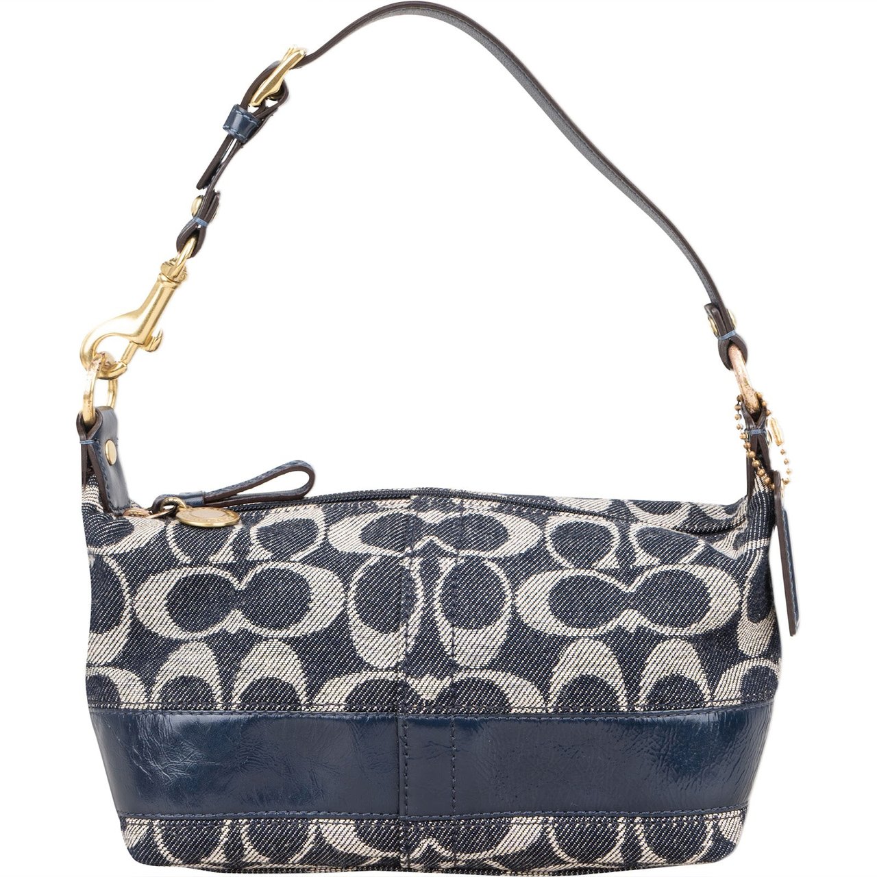 Coach Coach Blue Monogram Signature Denim Demi Mini Handbag Blauw