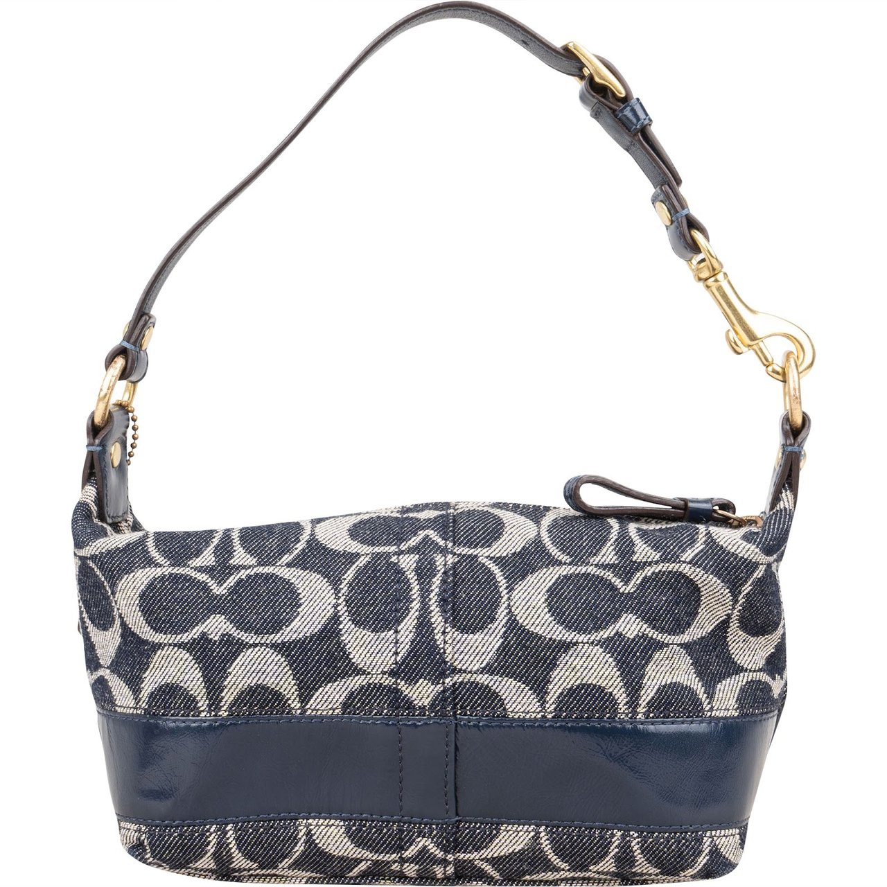 Coach Coach Blue Monogram Signature Denim Demi Mini Handbag Blauw