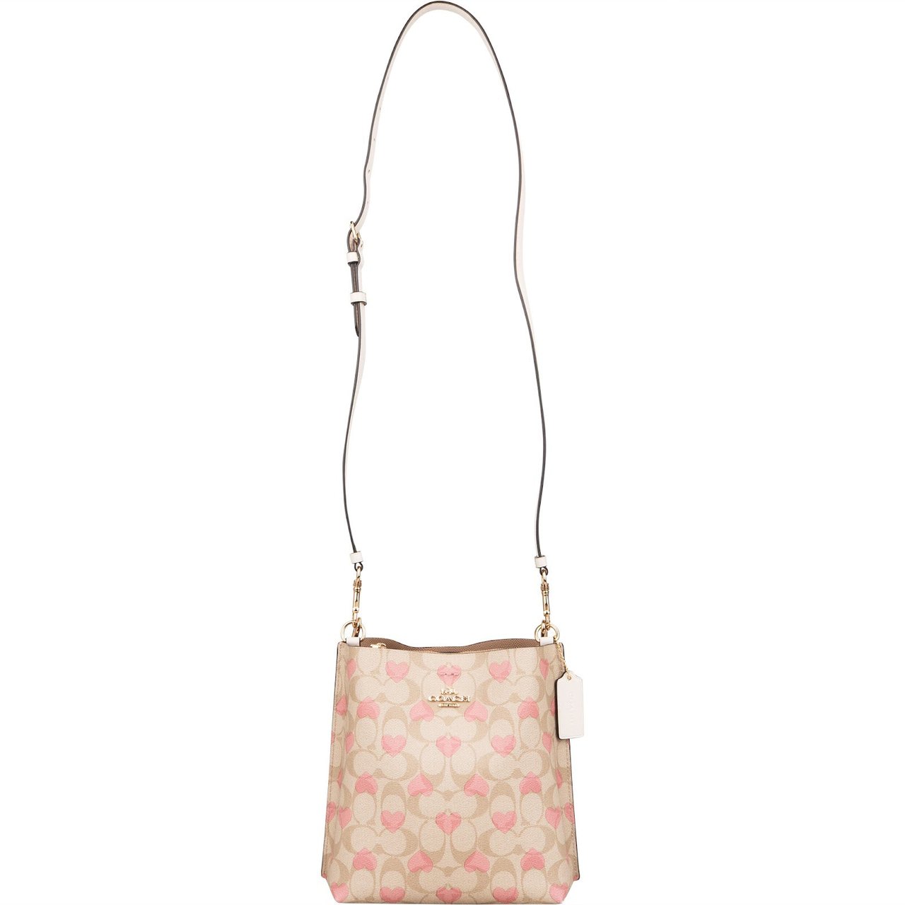 Coach Coach Signature Monogram Heart Print Mollie Bucket Handbag Beige