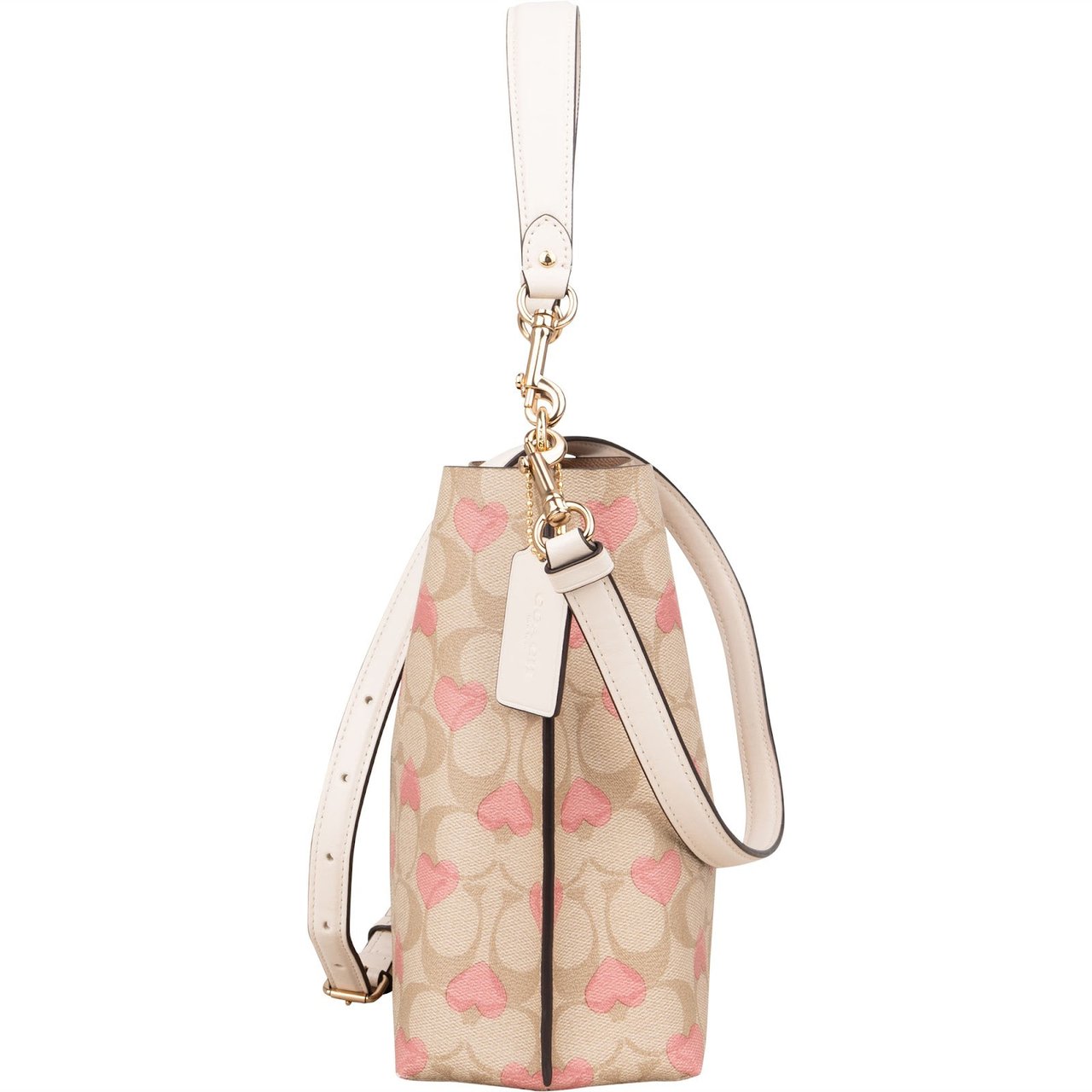 Coach Coach Signature Monogram Heart Print Mollie Bucket Handbag Beige