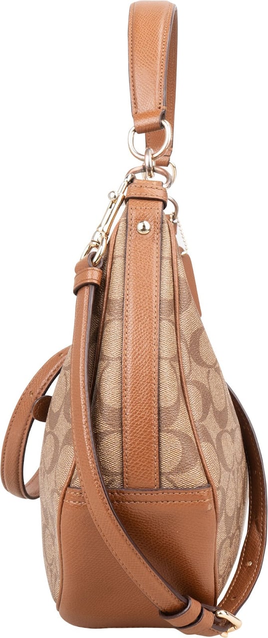 Coach Coach Monogram Signature Coated Canvas Ellen Hobo Shoulder Bag Bruin
