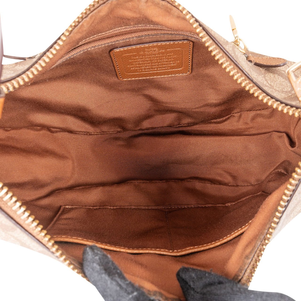 Coach Coach Monogram Signature Coated Canvas Ellen Hobo Shoulder Bag Bruin