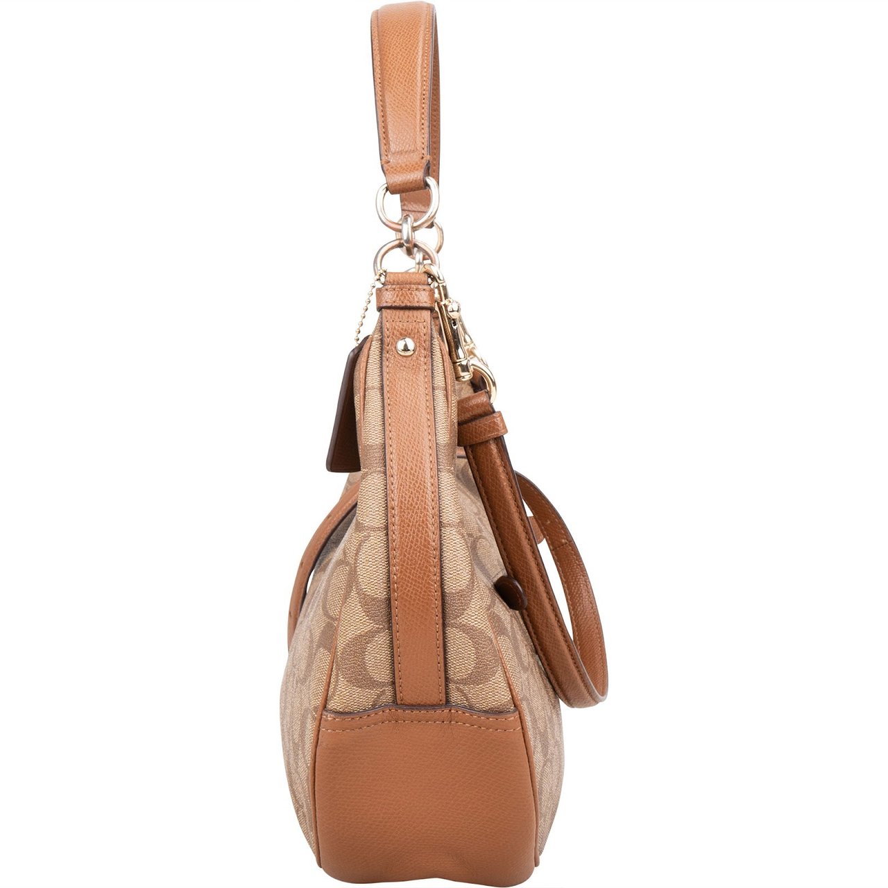 Coach Coach Monogram Signature Coated Canvas Ellen Hobo Shoulder Bag Bruin