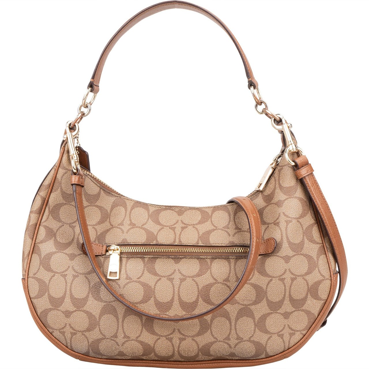 Coach Coach Monogram Signature Coated Canvas Ellen Hobo Shoulder Bag Bruin