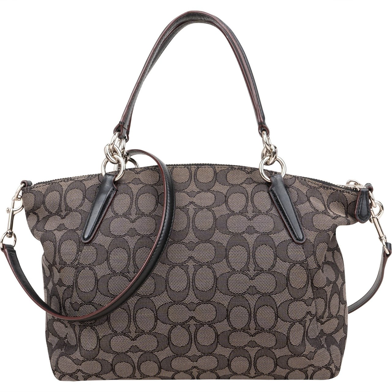 Coach Coach Monogram Signature Prairie Satchel Handbag Zwart
