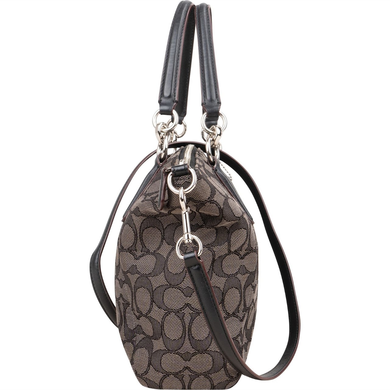 Coach Coach Monogram Signature Prairie Satchel Handbag Zwart