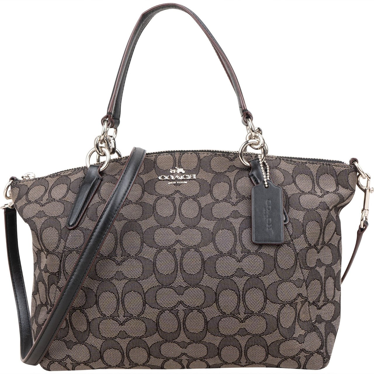 Coach Coach Monogram Signature Prairie Satchel Handbag Zwart