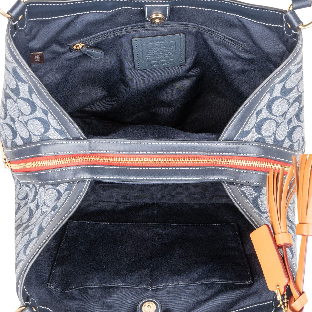 Coach Coach Monogram Signature Chambray Legacy Denim Shoulder Bag Blauw