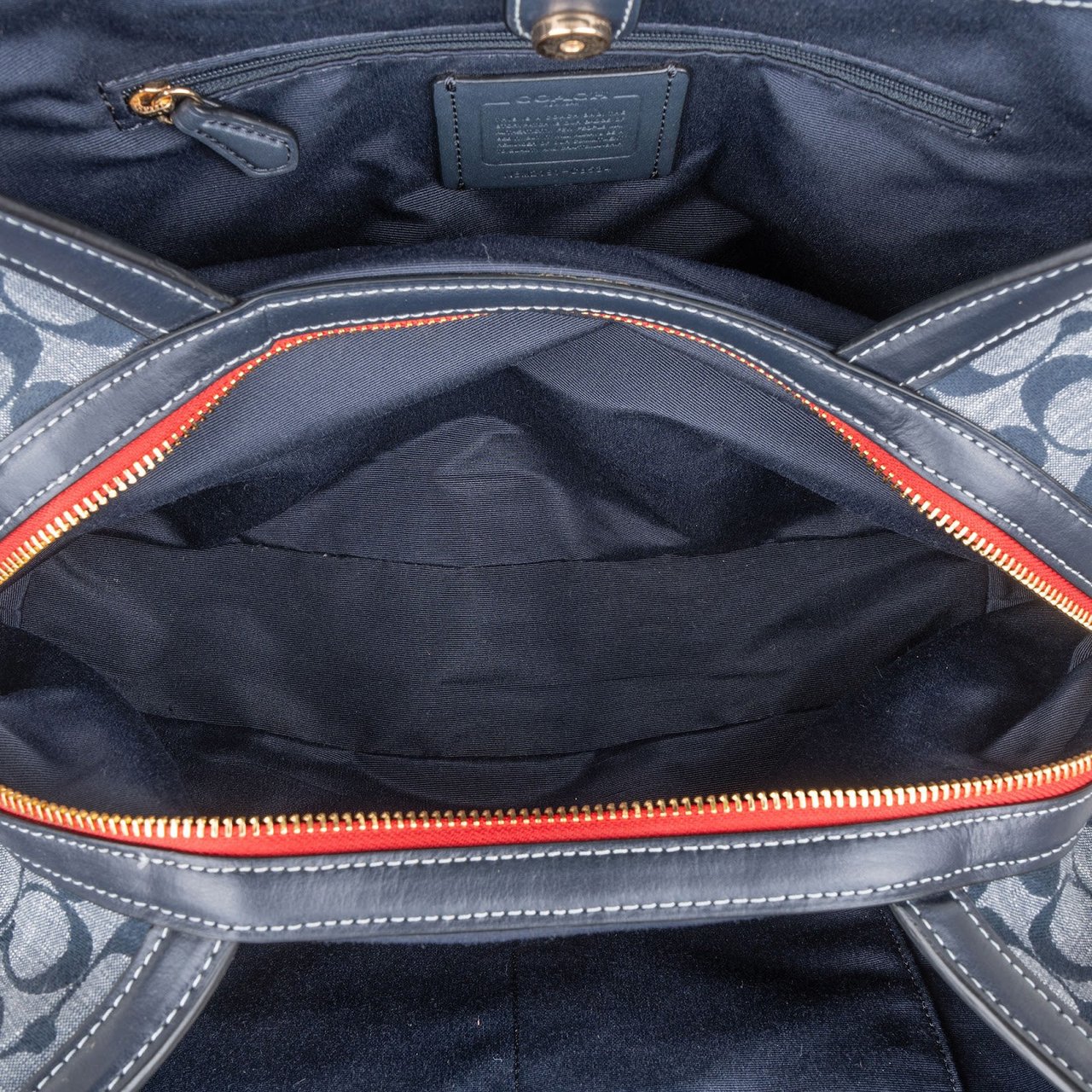 Coach Coach Monogram Signature Chambray Legacy Denim Shoulder Bag Blauw