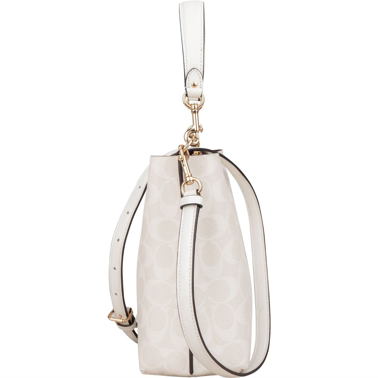 Coach Coach Monogram Signature Canvas Town Bucket Crossbody Handbag Wit