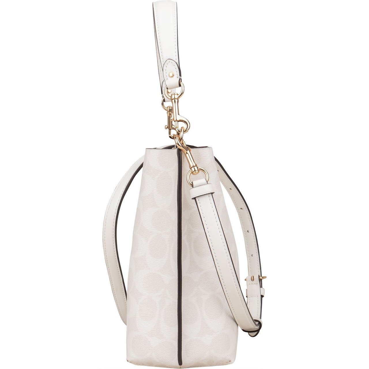 Coach Coach Monogram Signature Canvas Town Bucket Crossbody Handbag Wit