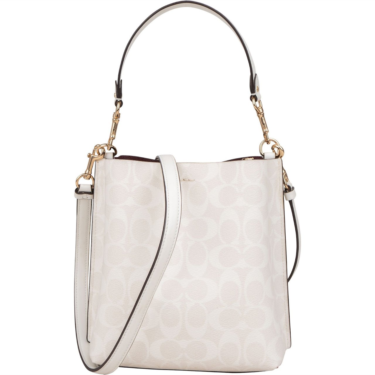 Coach Coach Monogram Signature Canvas Town Bucket Crossbody Handbag Wit