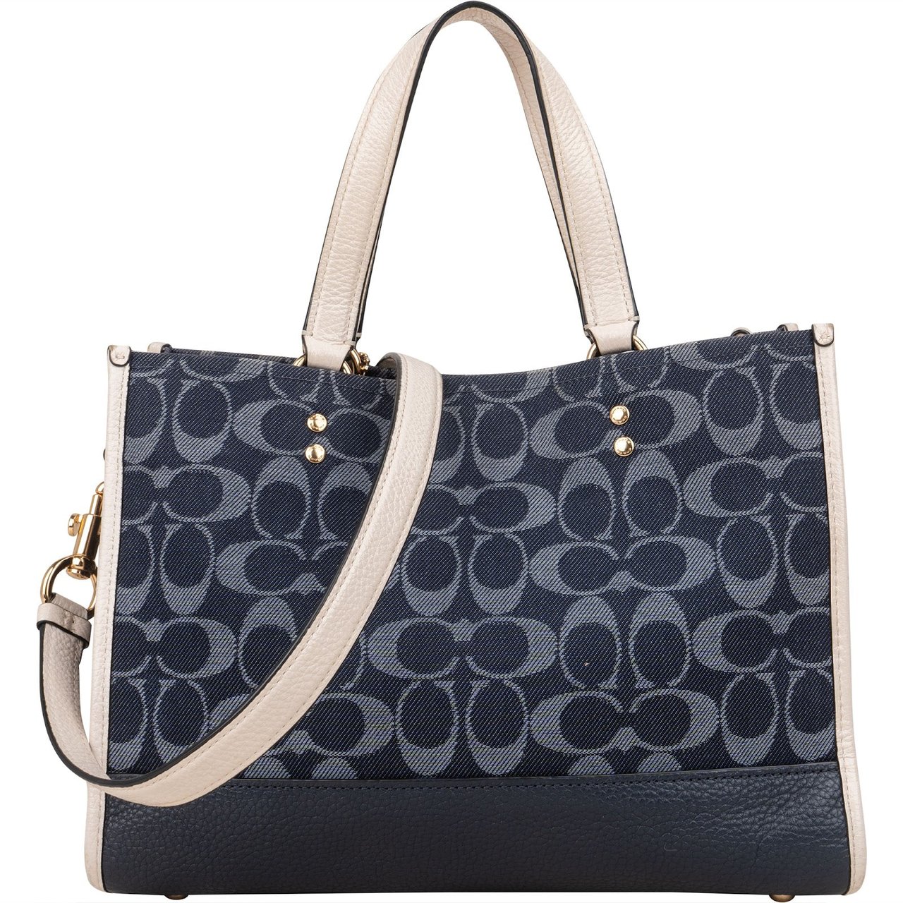 Coach Coach Monogram Signature Chambray Denim Handbag Blauw