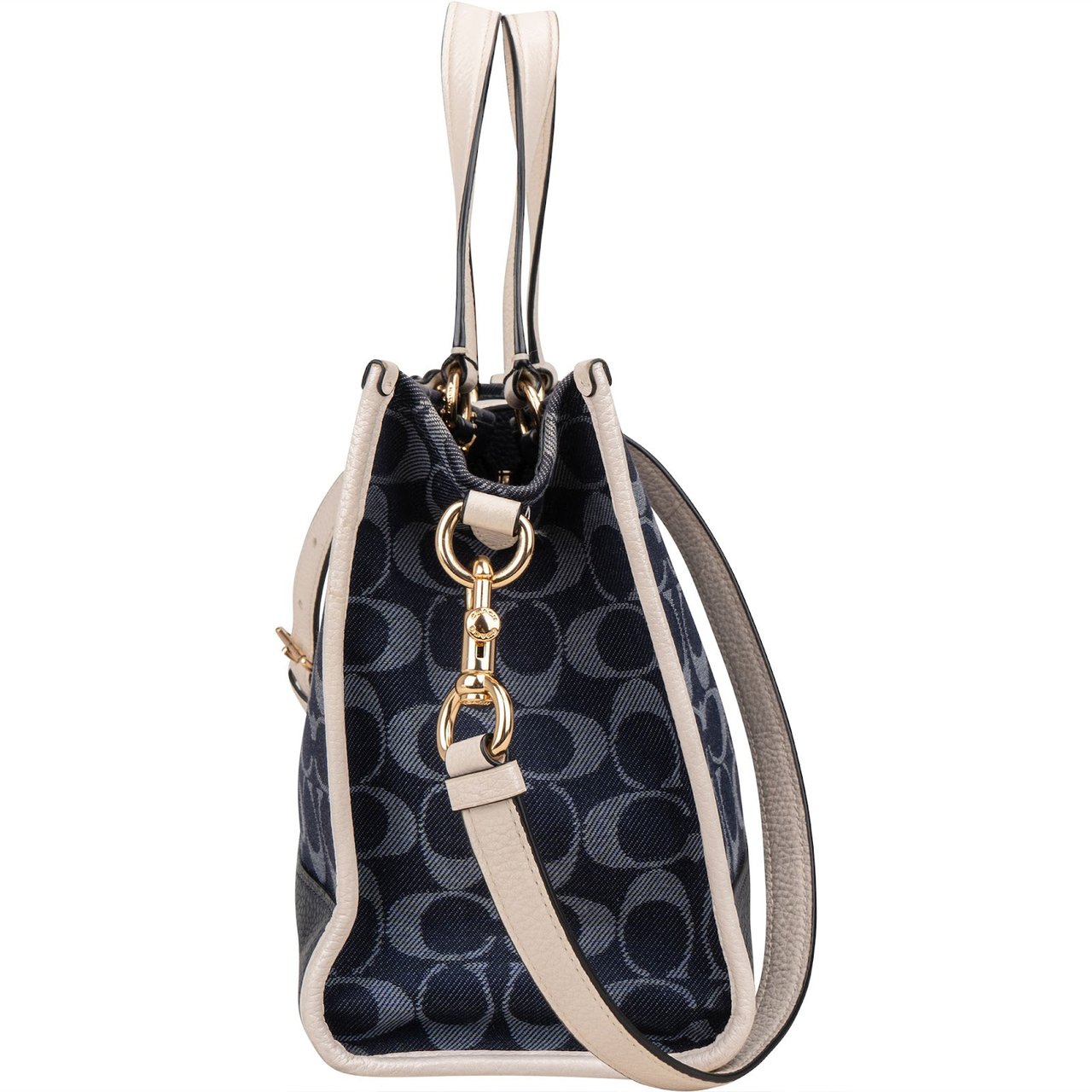 Coach Coach Monogram Signature Chambray Denim Handbag Blauw