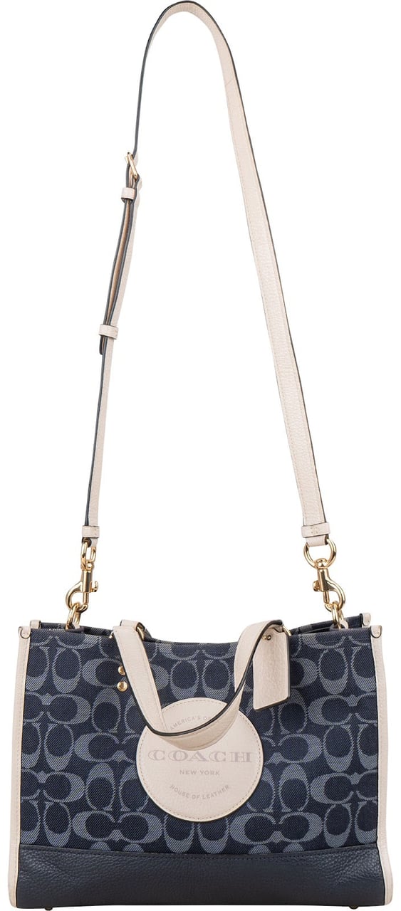 Coach Coach Monogram Signature Chambray Denim Handbag Blauw
