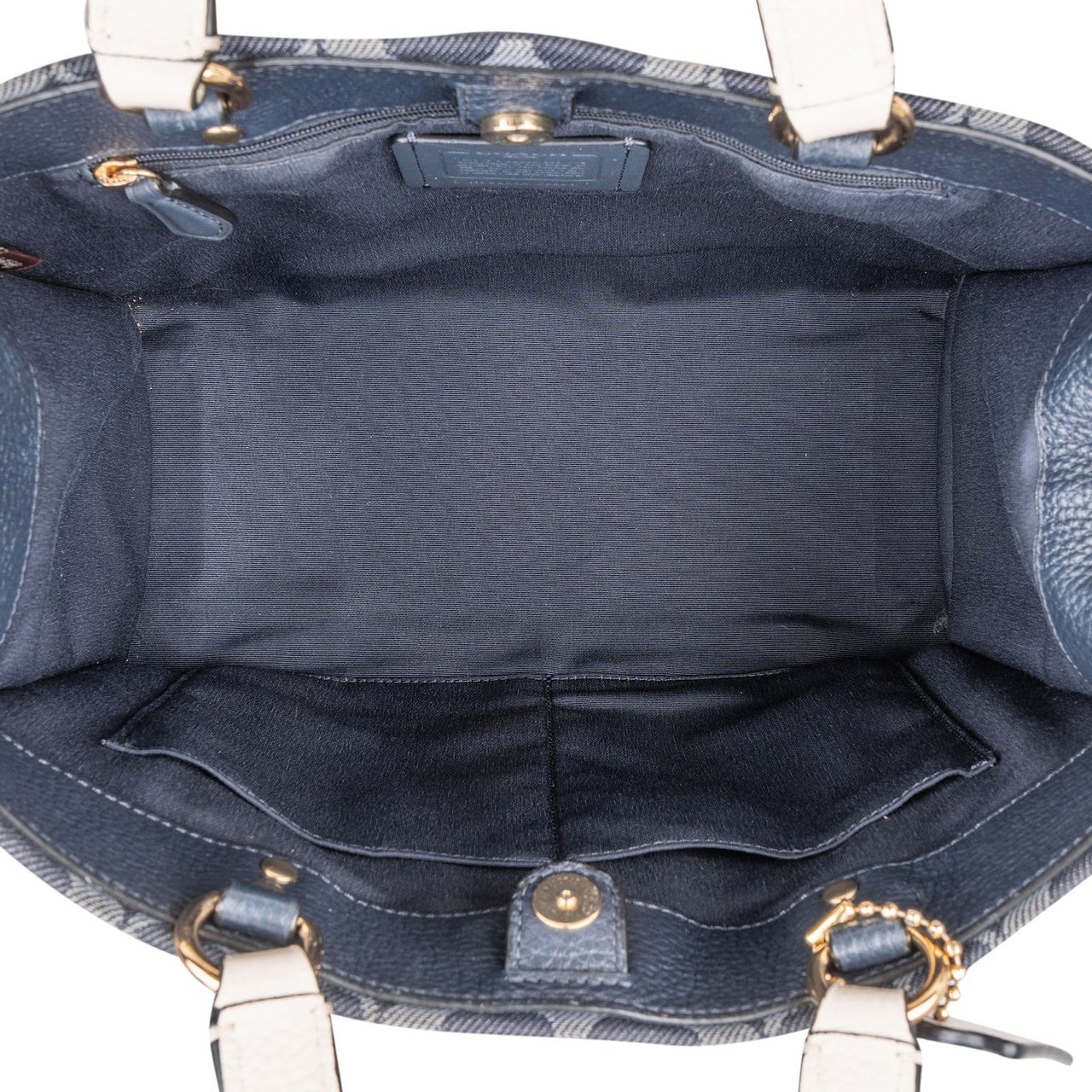 Coach Coach Monogram Signature Chambray Denim Handbag Blauw