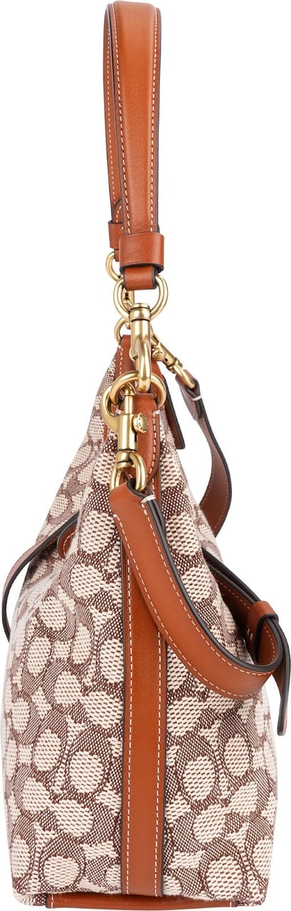 Coach Coach Monogram Signature Jacquard Luna Shoulder Bag Bruin