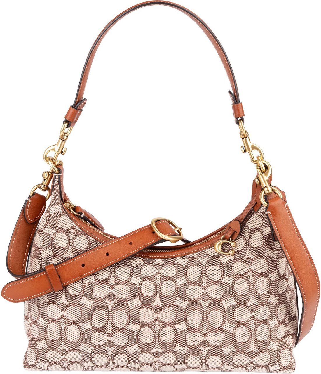 Coach Coach Monogram Signature Jacquard Luna Shoulder Bag Bruin