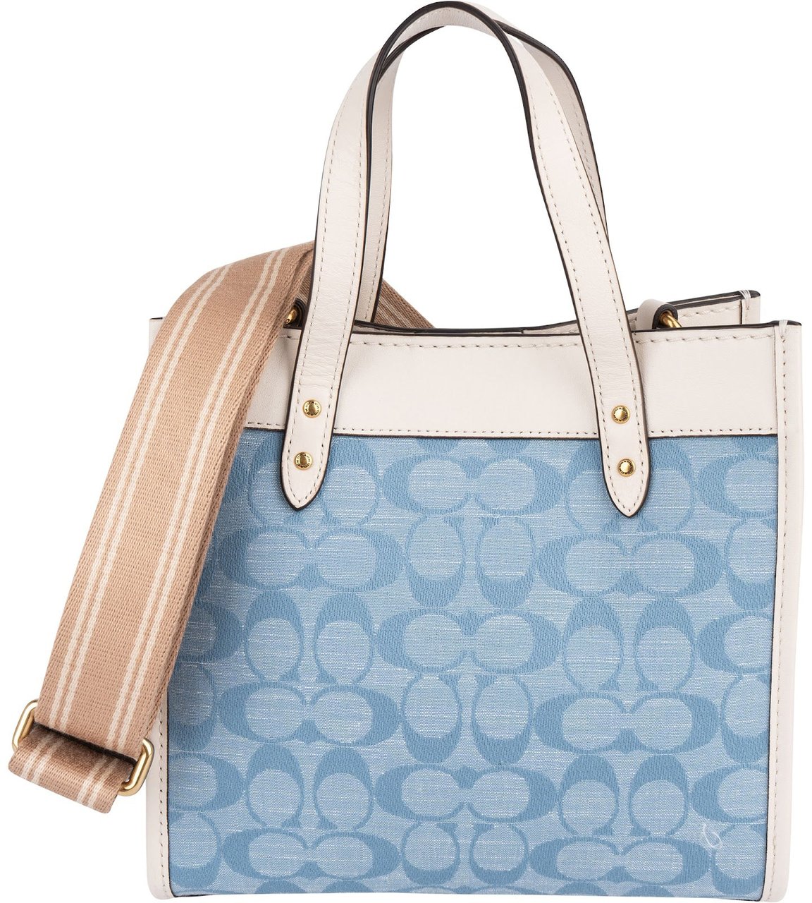 Coach Coach Monogram Signature Chambray DenimT 22 Floral Crossbody Bag Lichtblauw