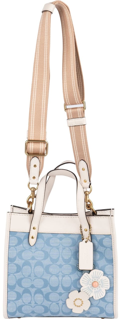 Coach Coach Monogram Signature Chambray DenimT 22 Floral Crossbody Bag Lichtblauw