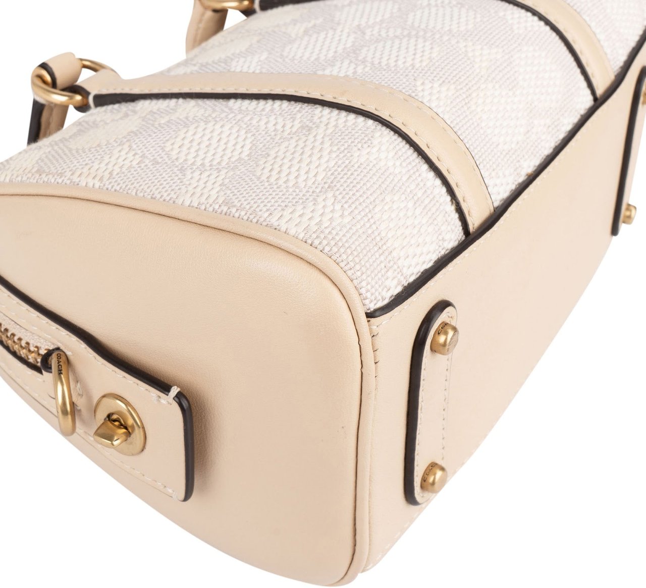 Coach Coach Monogram Signature Jacquard Micro Rowan Crossbody Handbag Beige