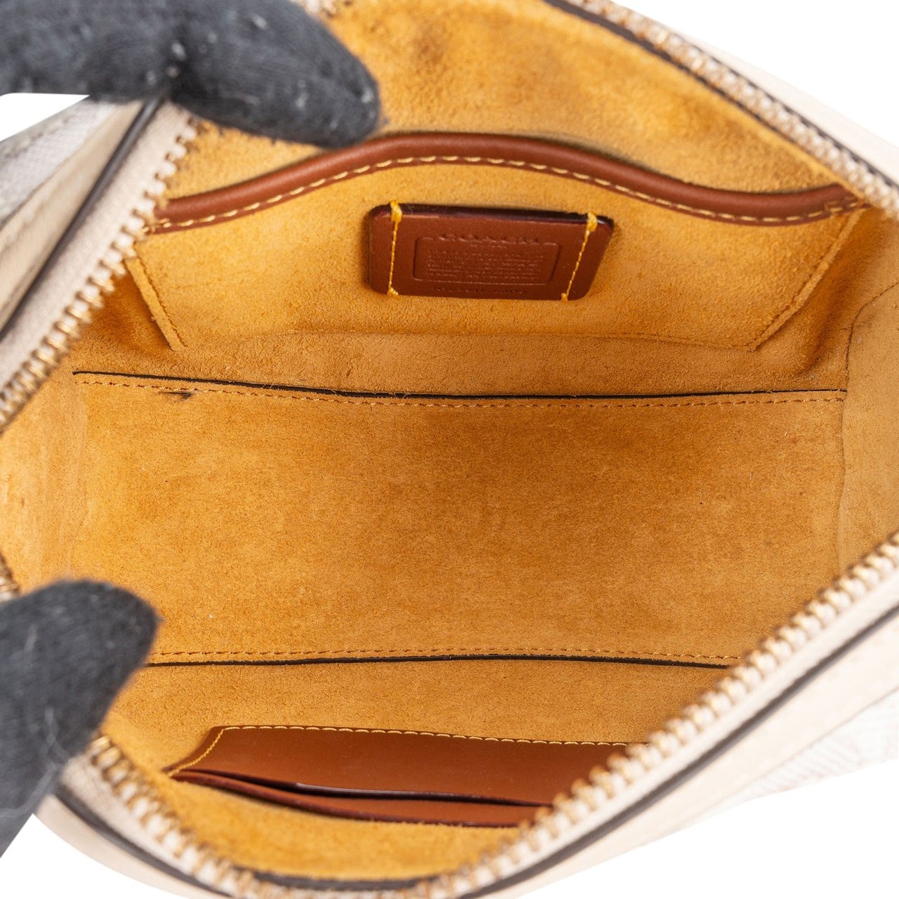 Coach Coach Monogram Signature Jacquard Micro Rowan Crossbody Handbag Beige