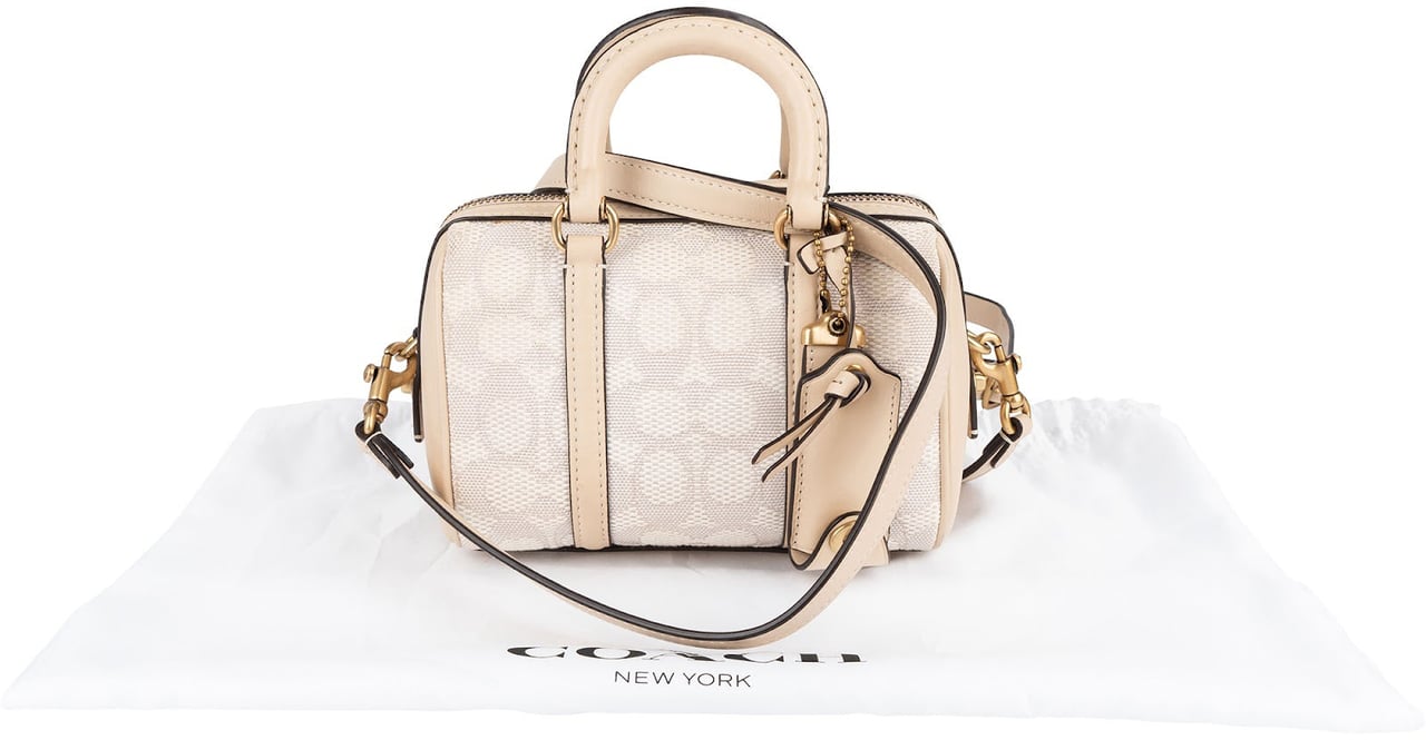 Coach Coach Monogram Signature Jacquard Micro Rowan Crossbody Handbag Beige