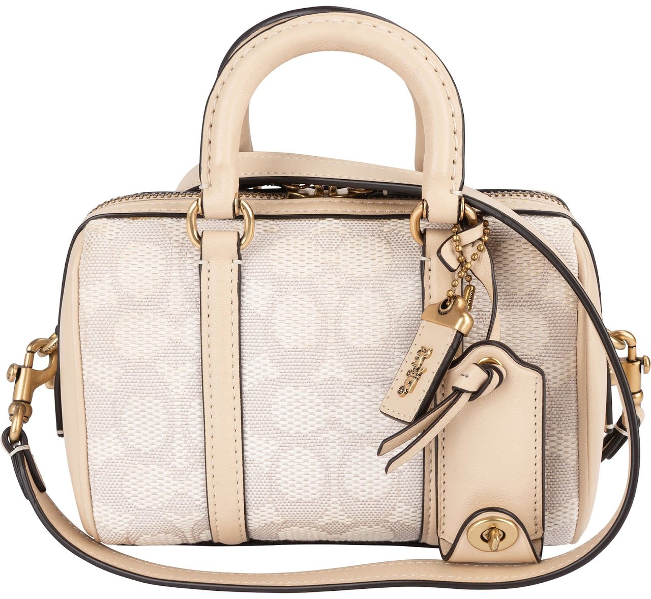 Coach Coach Monogram Signature Jacquard Micro Rowan Crossbody Handbag Beige