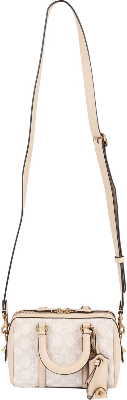 Coach Coach Monogram Signature Jacquard Micro Rowan Crossbody Handbag Beige