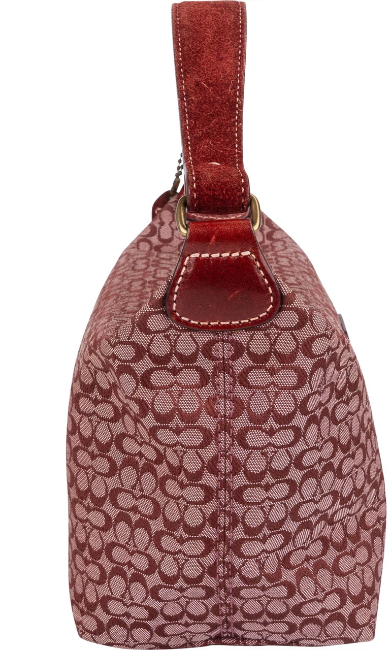 Coach Coach Mini Monogram Signature Leather and Suede Mini Handbag Rood