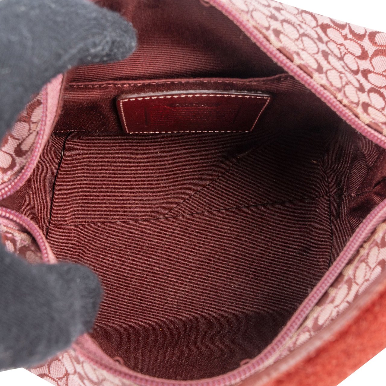 Coach Coach Mini Monogram Signature Leather and Suede Mini Handbag Rood