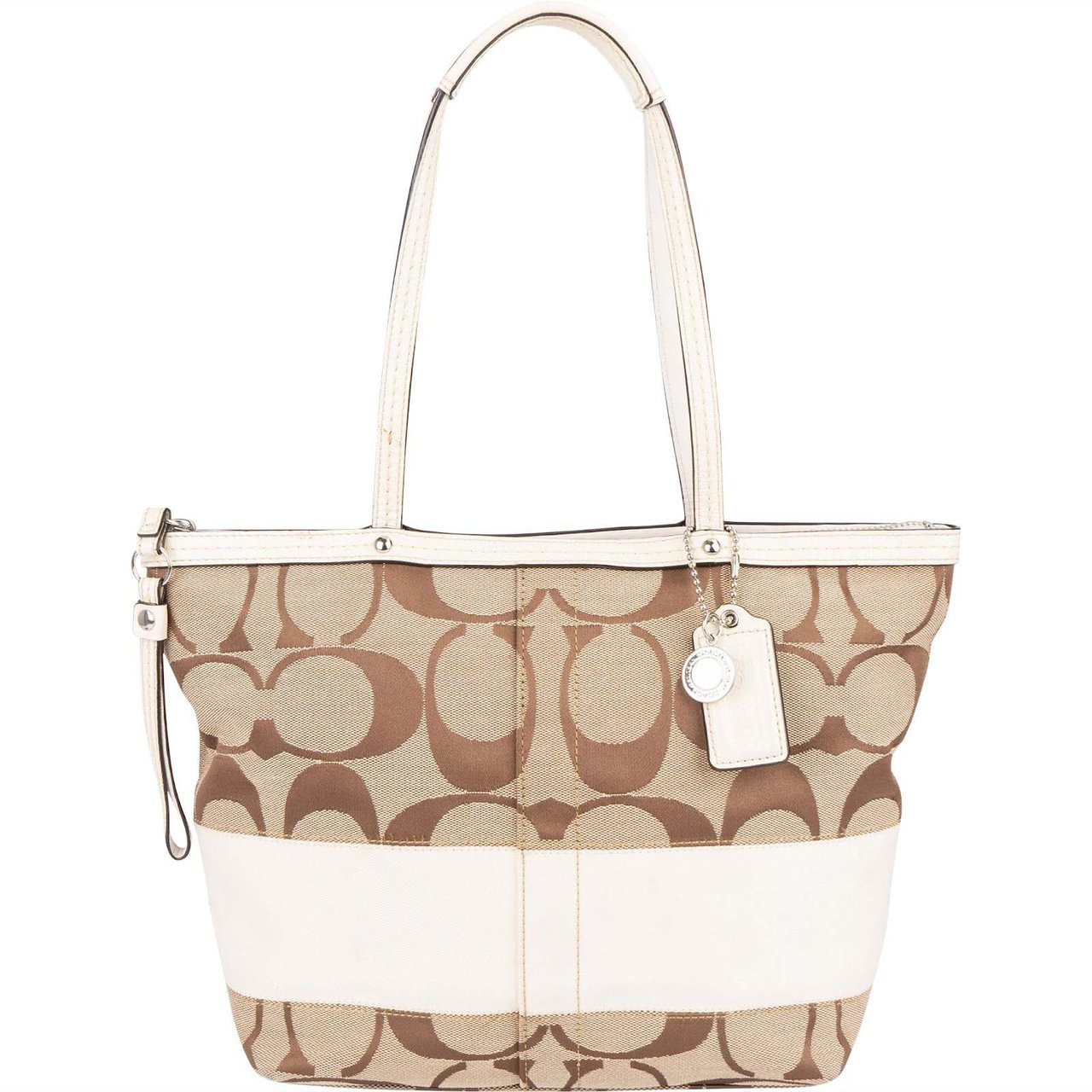 Coach Coach Monogram Signature Stripe Tote Shoulder Bag Bruin