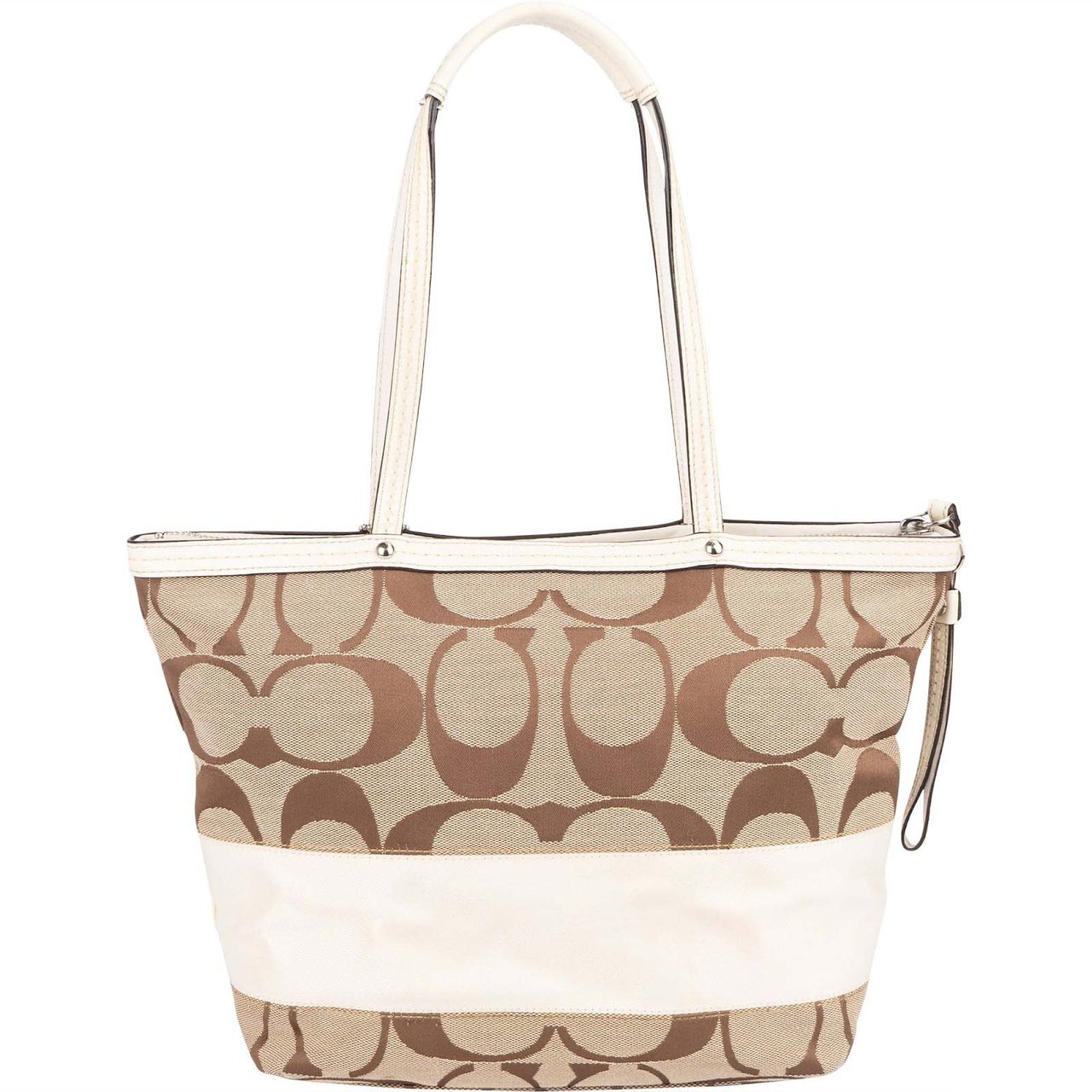 Coach Coach Monogram Signature Stripe Tote Shoulder Bag Bruin