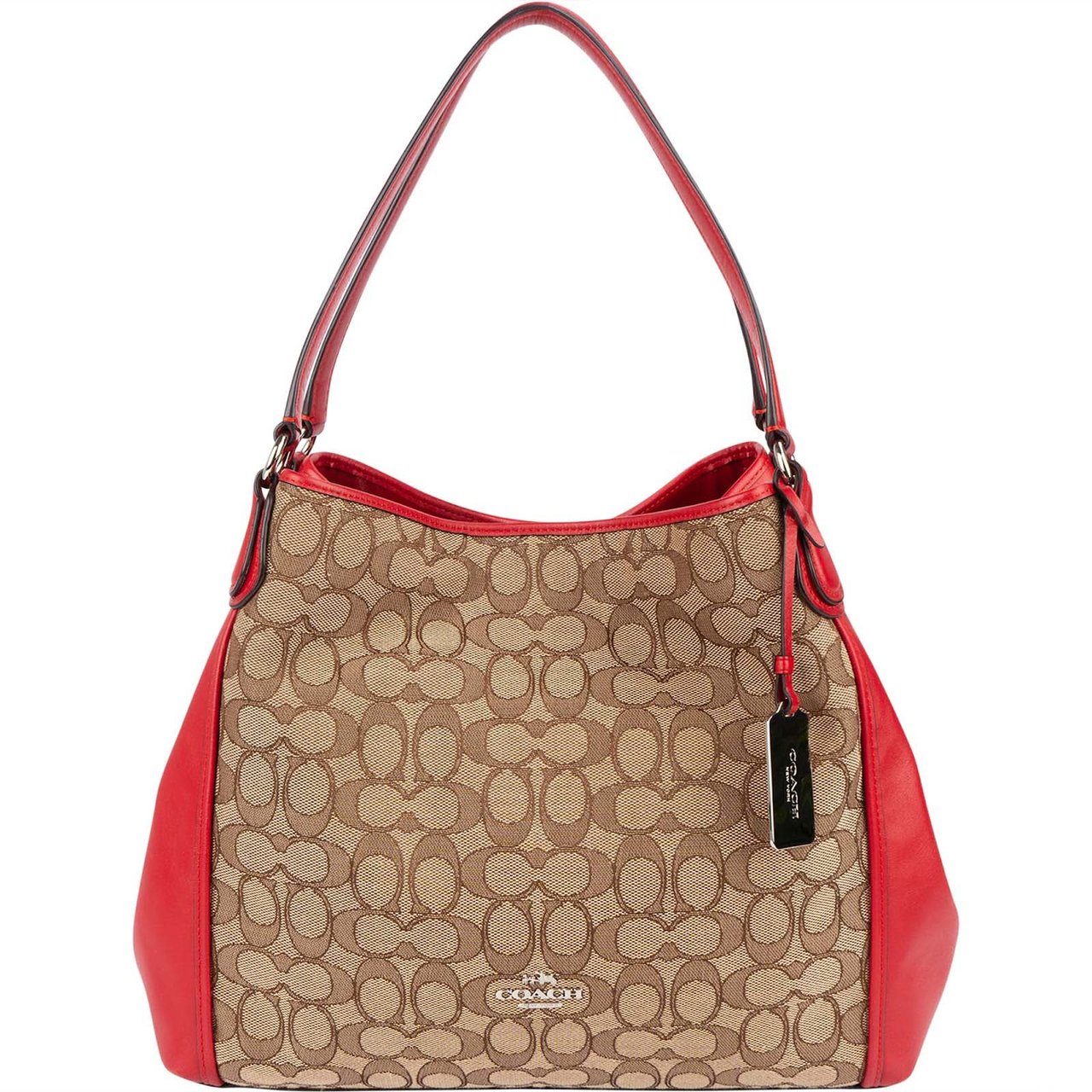 Coach Coach Monogram Signature Edie Hobo Handbag Beige