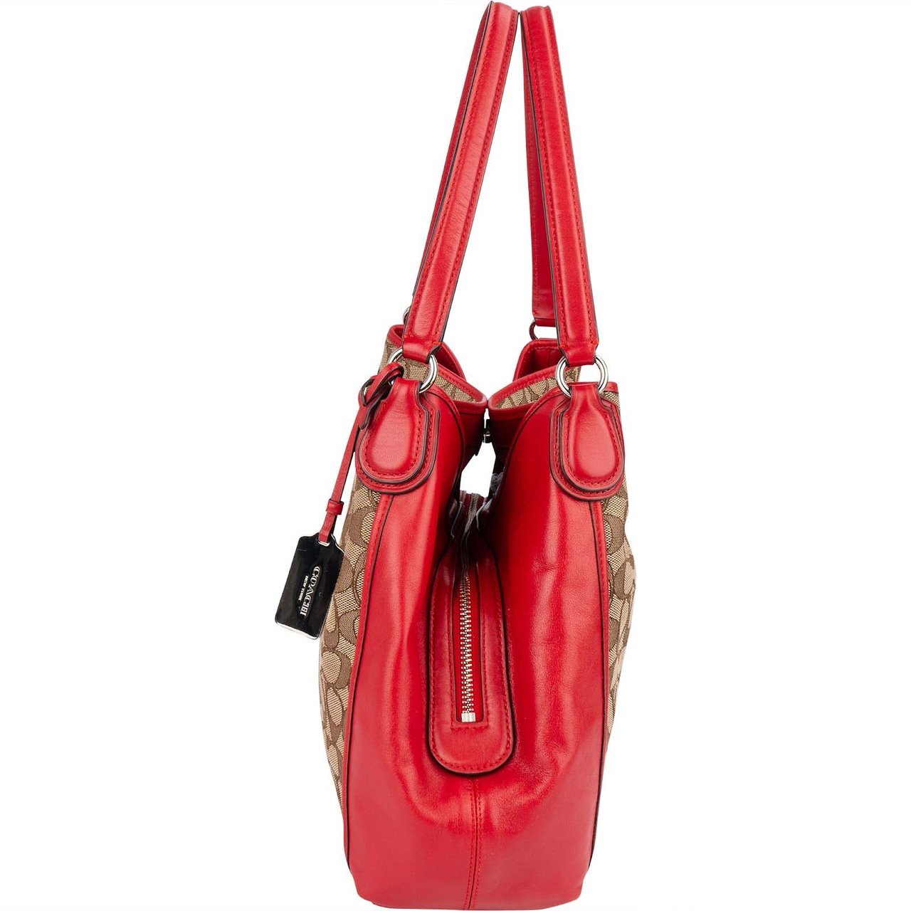 Coach Coach Monogram Signature Edie Hobo Handbag Beige