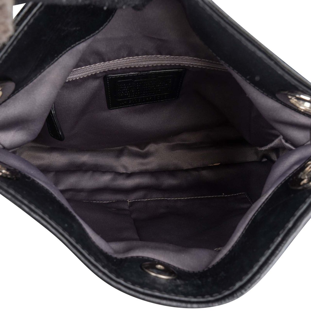 Coach Coach Black Monogram Signature Pleated Tote Shoulder Bag Zwart