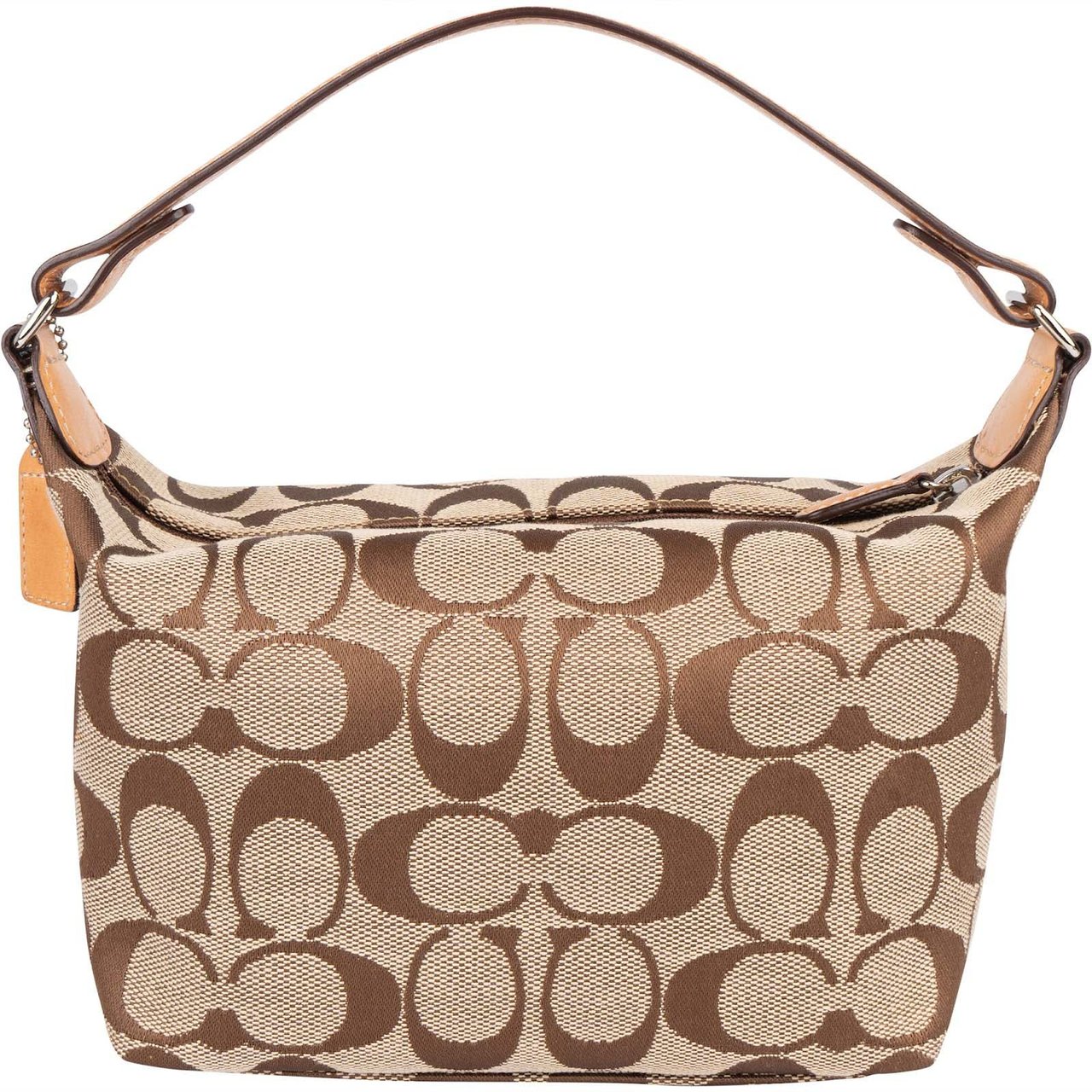 Coach Coach Monogram Signature Canvas Demi Pouch Handbag Bruin