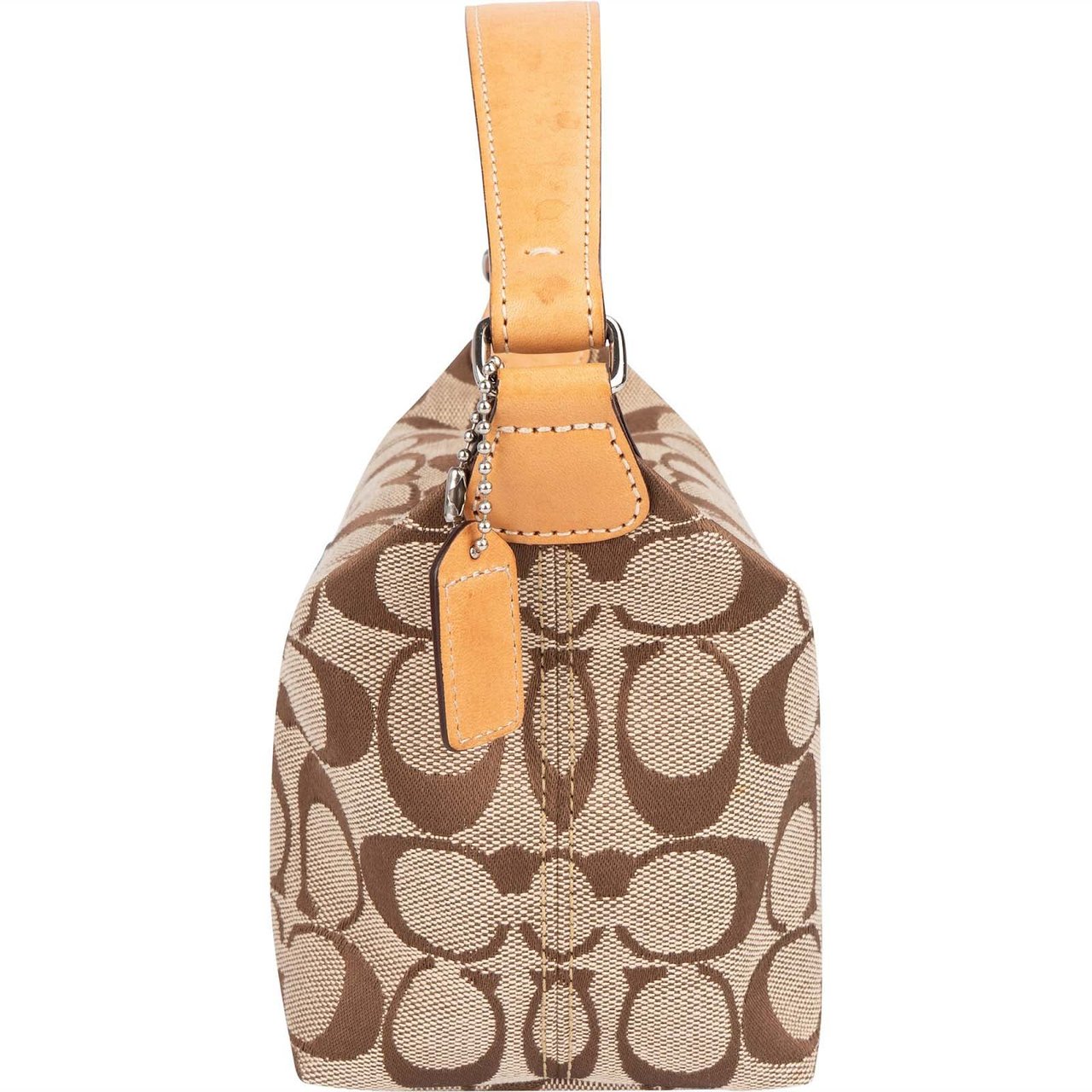 Coach Coach Monogram Signature Canvas Demi Pouch Handbag Bruin