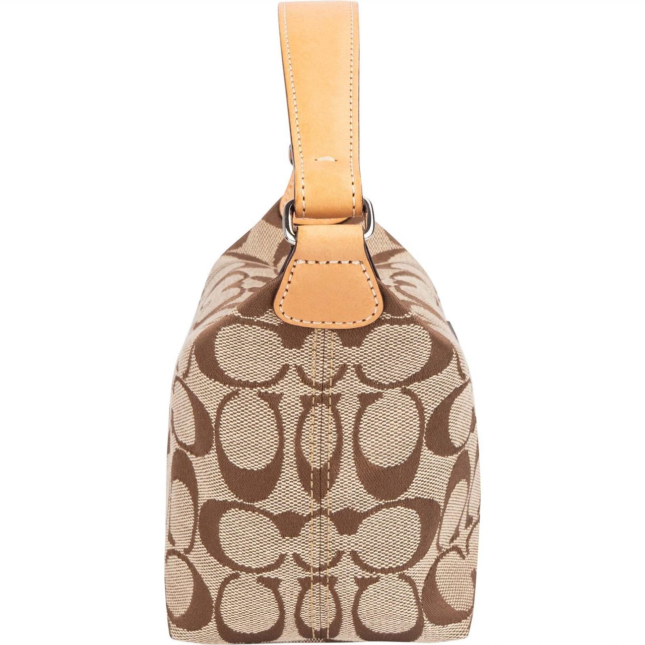 Coach Coach Monogram Signature Canvas Demi Pouch Handbag Bruin