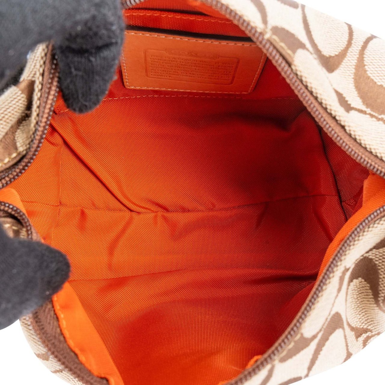 Coach Coach Monogram Signature Canvas Demi Pouch Handbag Bruin