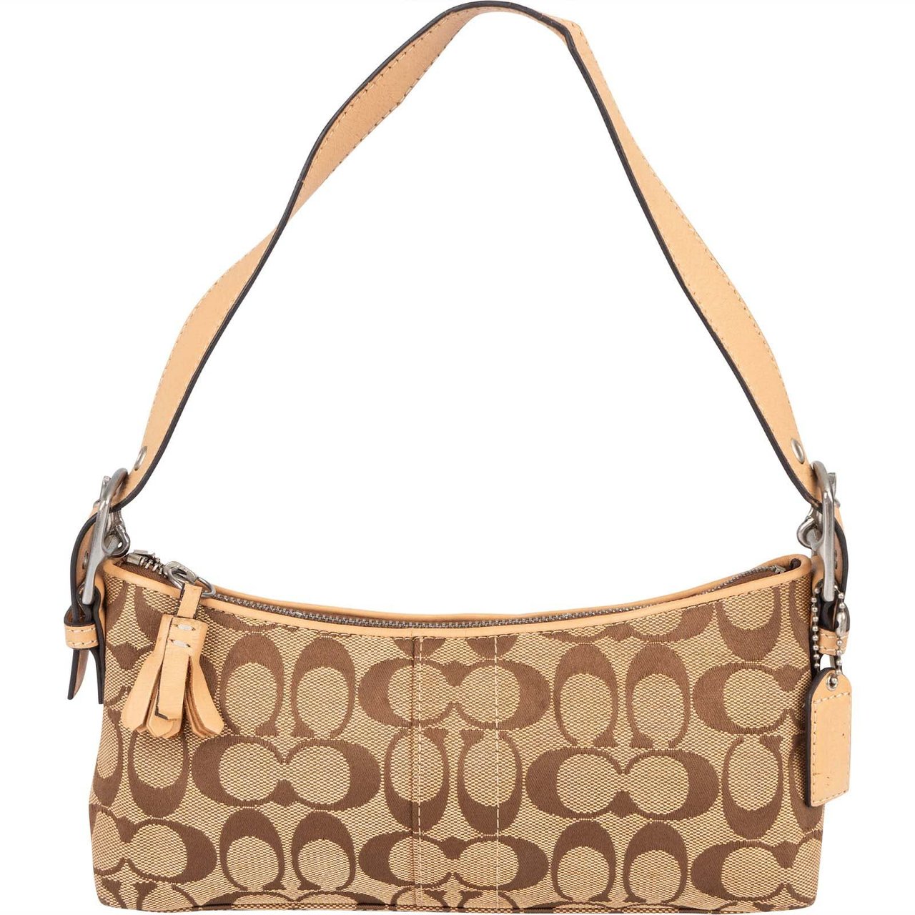 Coach Coach Monogram Signature Demi Baguette Shoulder Bag Bruin