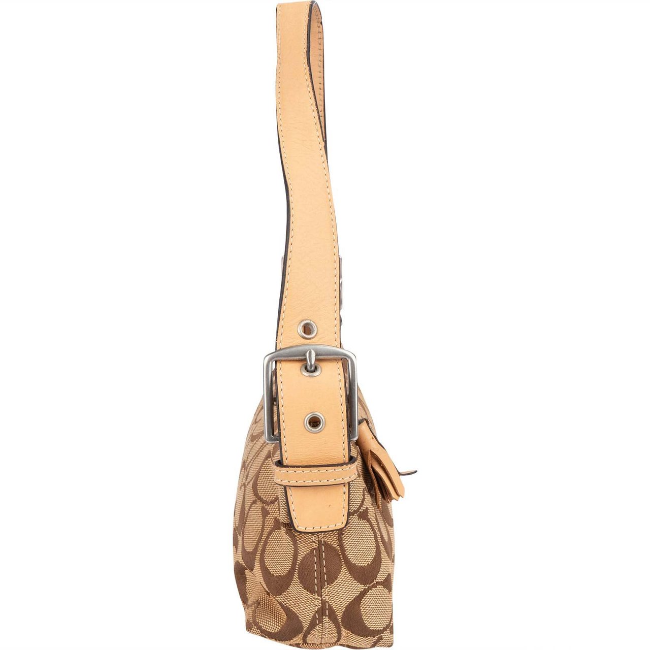 Coach Coach Monogram Signature Demi Baguette Shoulder Bag Bruin