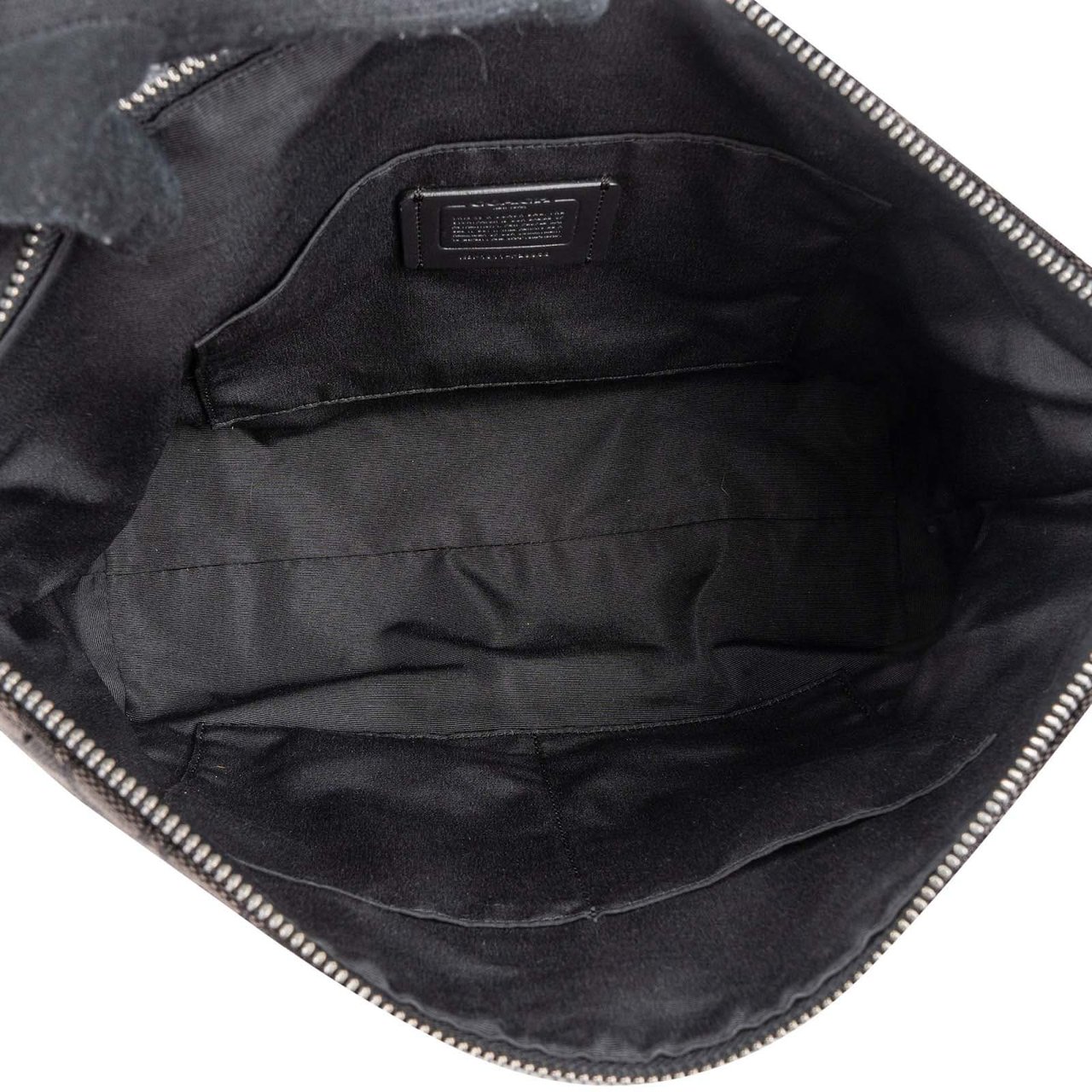 Coach Coach Black Leather Monogram Signature Zip Tote Shoulder Bag Zwart